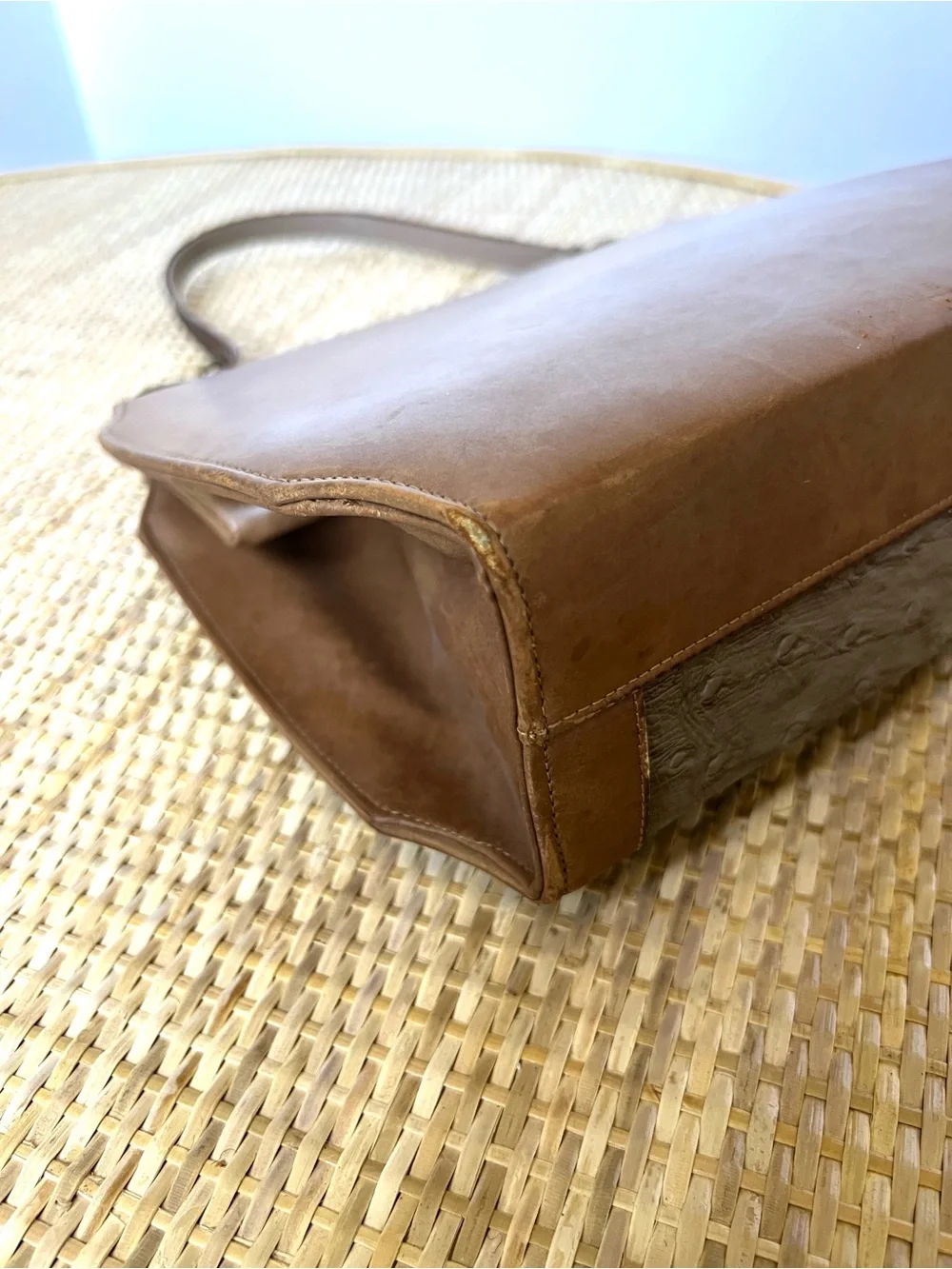 RARE Johansen Vintage 50s 60s Ostrich Leather Satchel Corporate goth dark academ